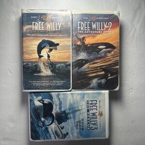 "Free Willy" 1 2 3 VHS with Cases Clamshells